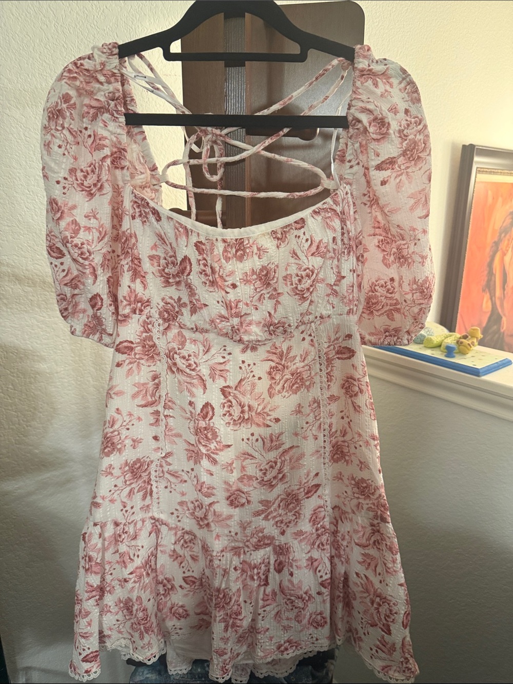 MINKPINK White Mini Dress with Dusty Rose Floral Print #027